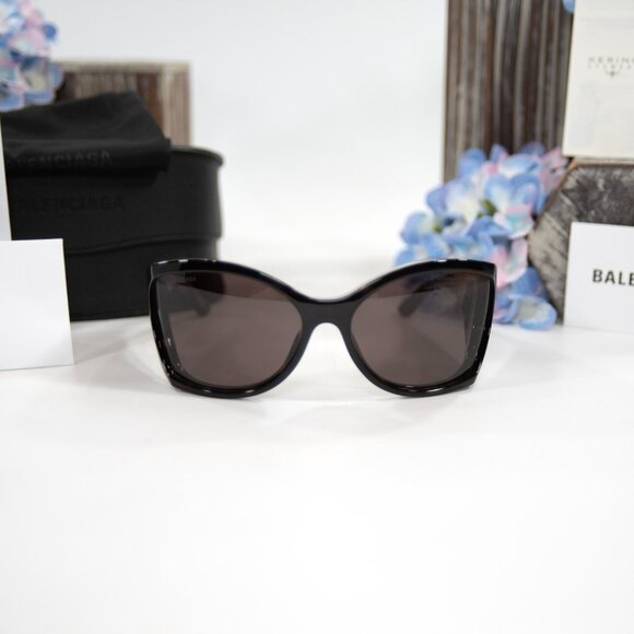 Balenciaga BB0154S Havana Brown Tortoise Logo Acrylic Wrap Sunglasses NWT Case main image 4